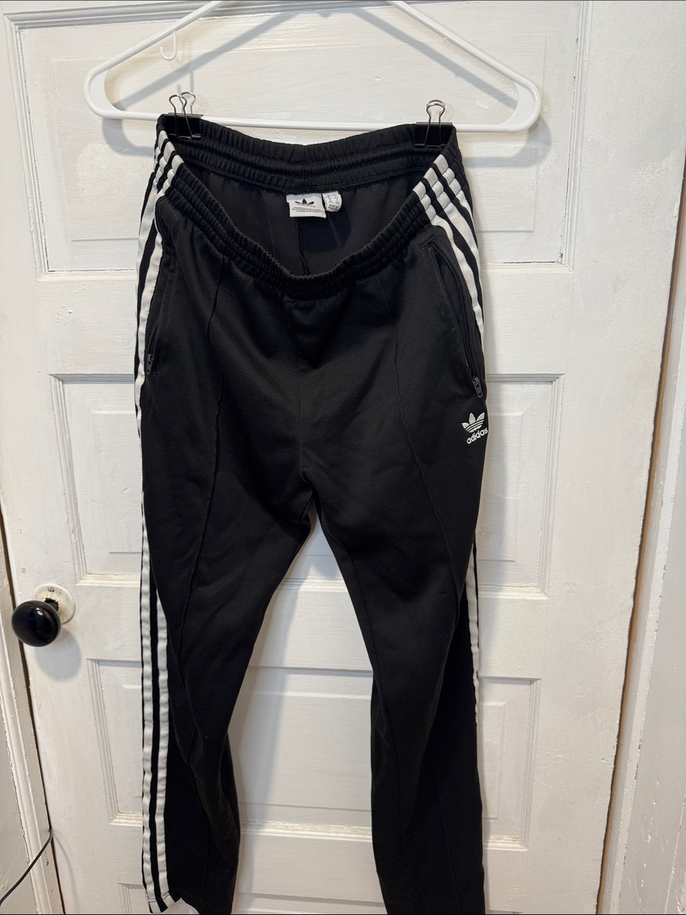 adidas Black Track Pants with White Three-Stripes